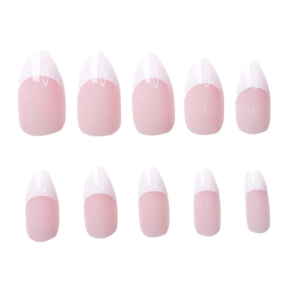 120pcs Pink False Nails Full Cover Full Cover Press On Nails Nail Extension Large Capacity French White Tips Design Fake Nail