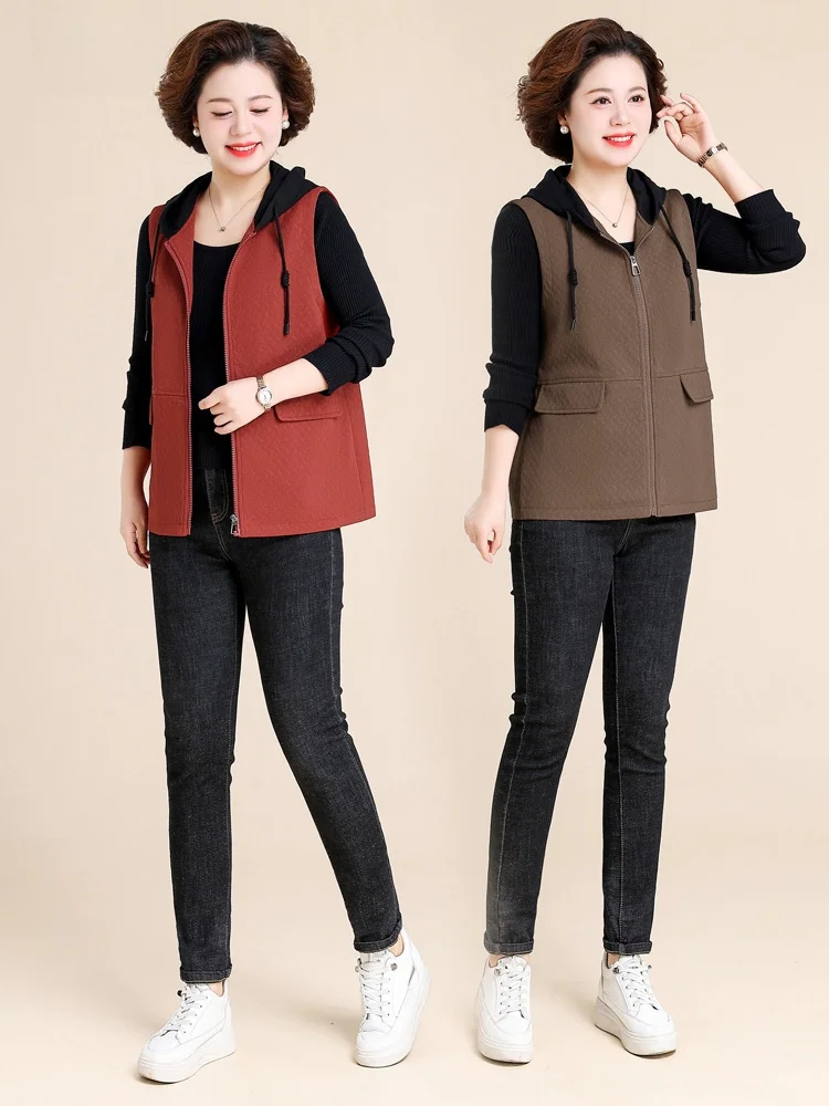 

Весенний жилет Faion ort Jaet для мам среднего возраста 50-летний и старший повседневный жилет на молнии свободного покроя из полиэстера...