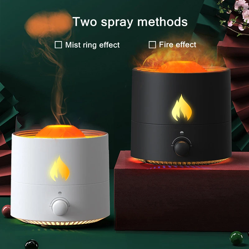 320ML Simulation Flame Aromatherapy Essential Oil Diffuser Stress Relieve Jellyfish Smoke Ring Ultrasonic Aroma Air Humidifier