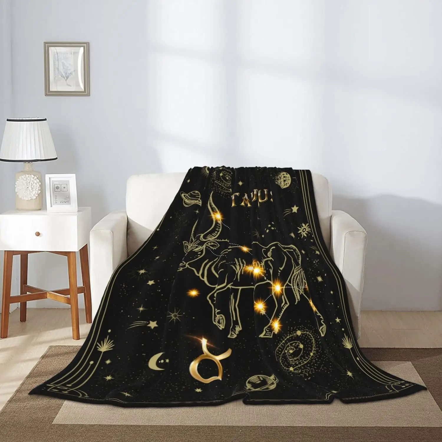 Leo Zodiac Moon Constellation Throw Blanket Witchy Leo Birthday Gifts, Soft Blanket