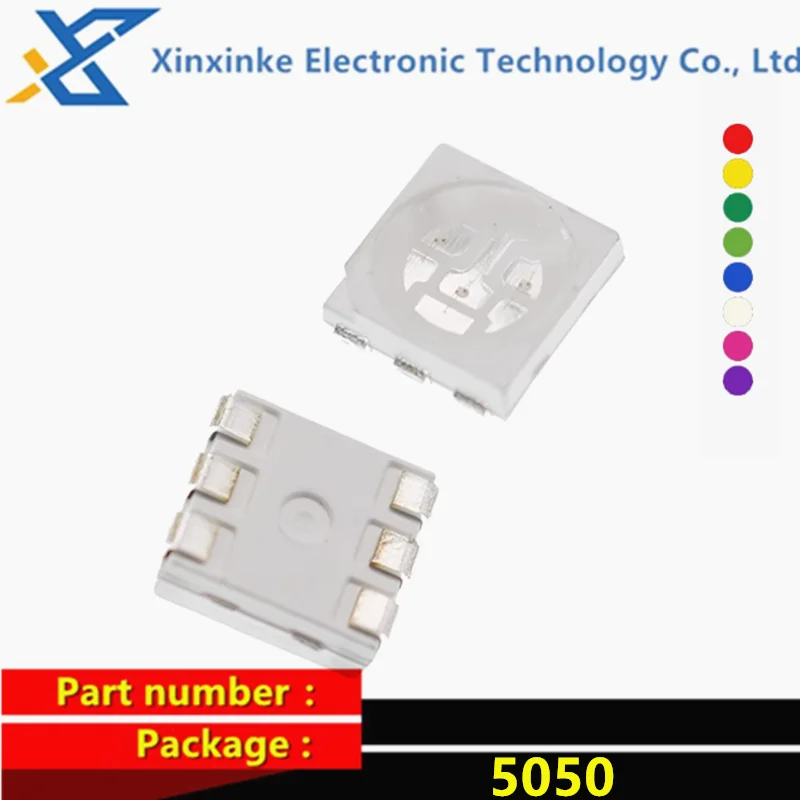 100PCS 5050 LED Bead SMD Red Blue Emerald Green Yellow Orange Warm White Cool White Full-color RGB