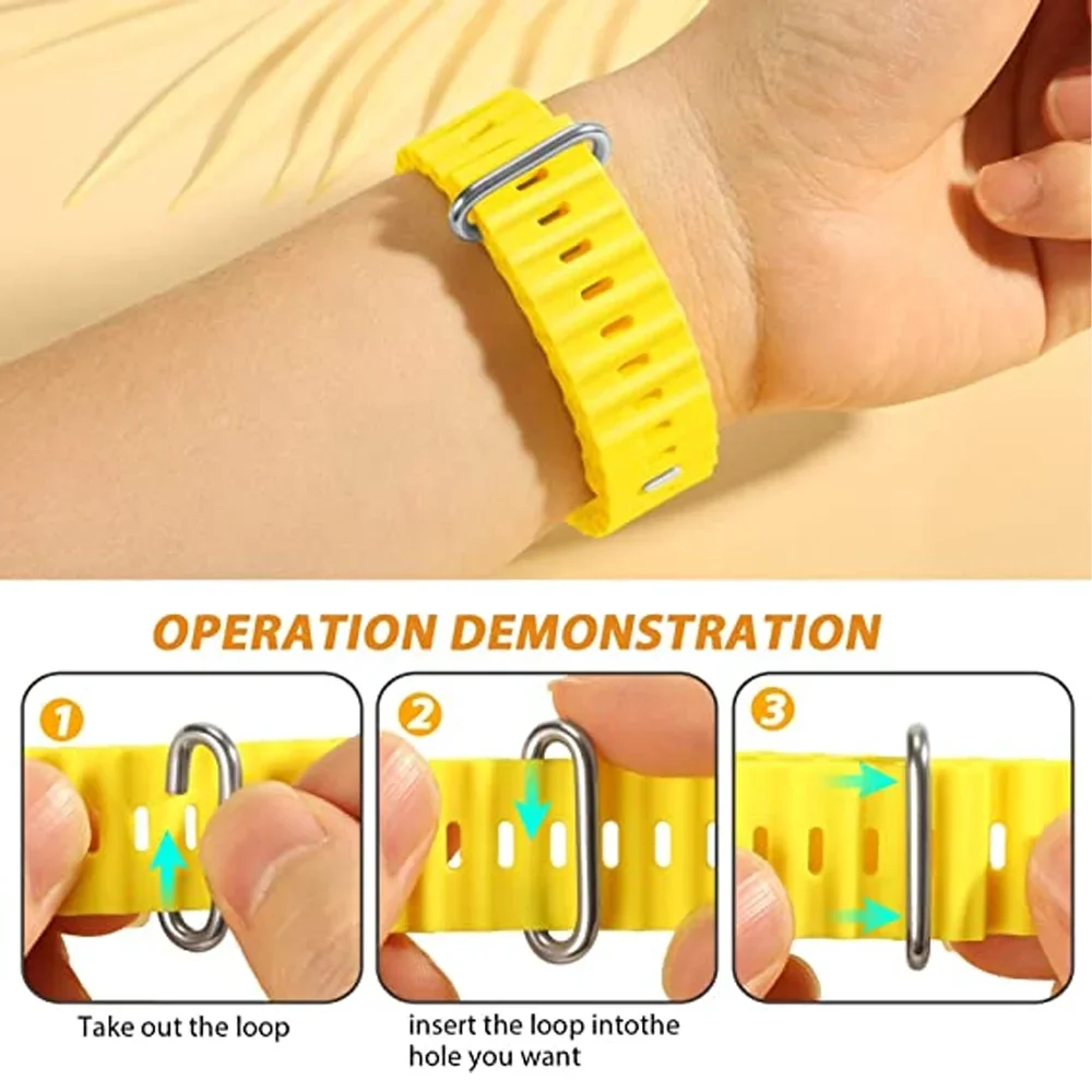 Ocean strap For Apple Watch Ultra 2 Band 49mm 46mm 44mm 45mm 41mm 40 42 Silicone Sport Bracelet iWatch Series 9 10 8 7 SE 6 5 4
