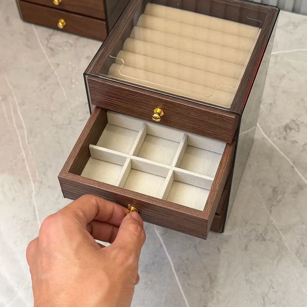 

Large Capacity Jewelry Storage Box 3/5 Layers Dust-proof Desktop Storage Case Anti-oxidation Simple