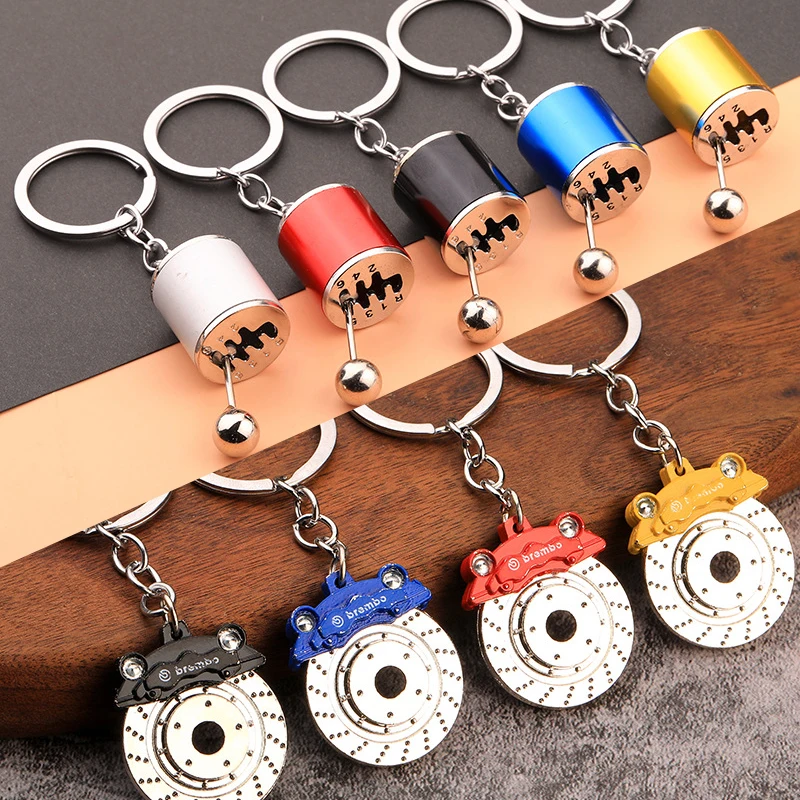 Creative Metal Car Accessories Keychains Zinc Alloy Turbo Gearbox Hub Brake Disc Charm Pendant KeyRing for Men's Birthday Gifts