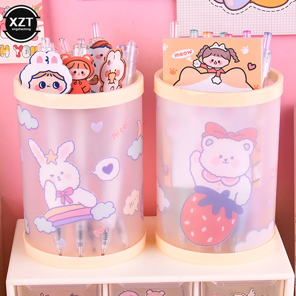 Cute Cartoon Pen Holder Student Creative Stationery DIY Production Assembly Desktop Storage Bucket Gift