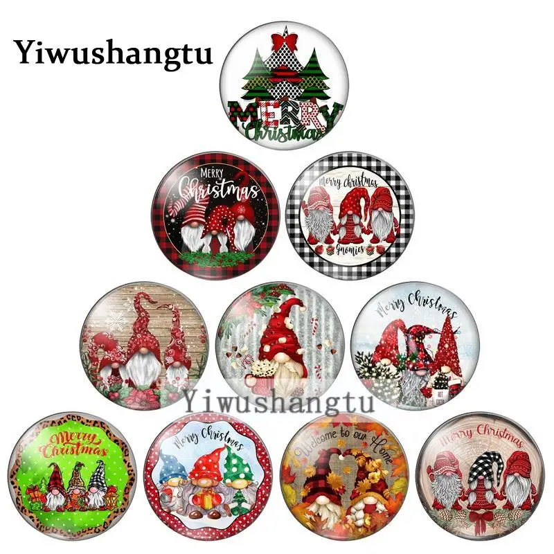 

Cute cartoon Santa Claus merry christmas pattern 12mm/20mm/25mm/30mm Round photo glass cabochon demo flat back Making findings