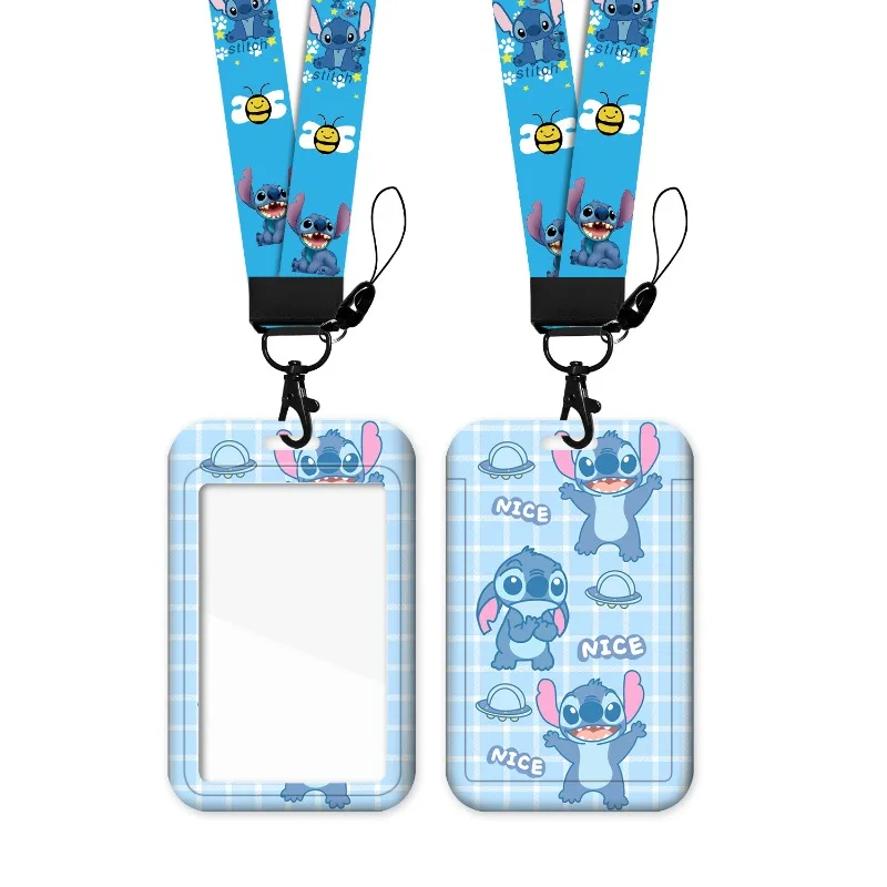 

Disney Stitch Card Holder Lanyard for Students Employees Cute cartoon Style School Work ID Badge Holder Neck Strap