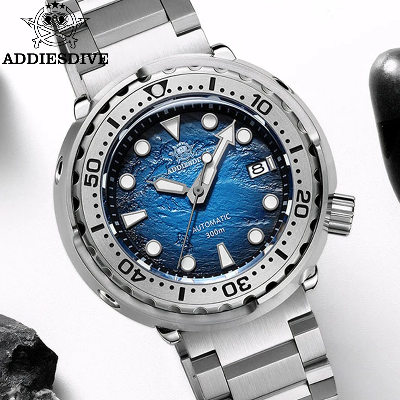 

ADDIESDIVE Diver Watch New 41mm Japan NH35 Deep Sea 3D Dial Automatic Men Watches Mechanical Sapphire Waterproof 300m Luminous