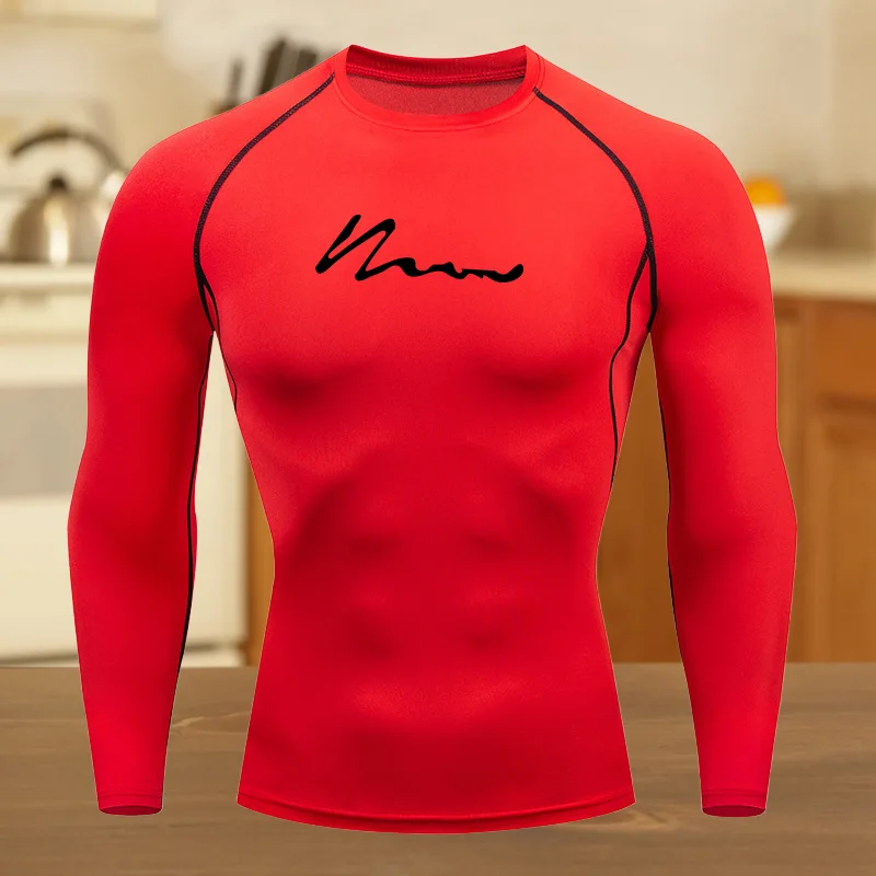 تي شيرت مضغوط للياقة البدنية والجري والرياضة للرجال سريع الجفاف وجيد التهوية وأكمام قصيرة من القماش القابل للتمدد للتدريبات الصيفية #3