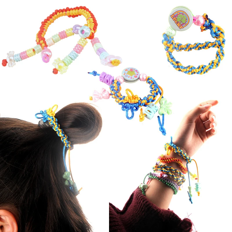1 conjunto de presente da menina diy pulseira fazendo kit para menina jóias tear trança pulseira artesanato brinquedo artesanal conjunto completo cordas coloridas