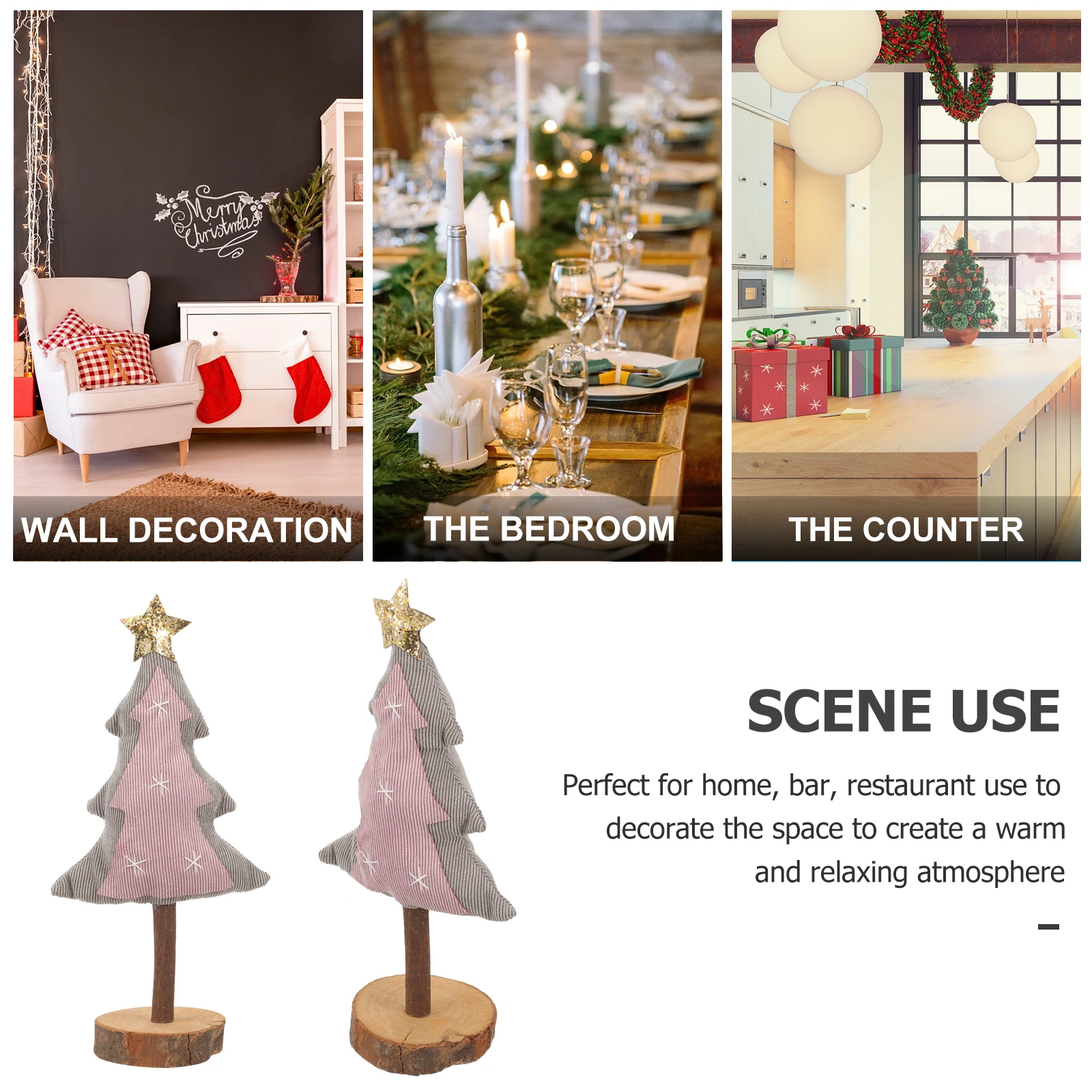 

Christmas Decorative Cloth Tree Dining Table Centerpiece Small Holiday Wood Centerpieces for Tables Artificial Decorations