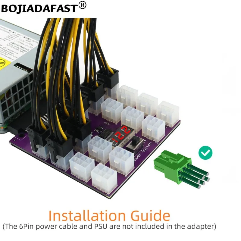 

17 Ports PCI-E 6Pin Connector Breakout Board For EMERSON ARTESYN 7001606-J000 / J002 Server PSU Power Supply