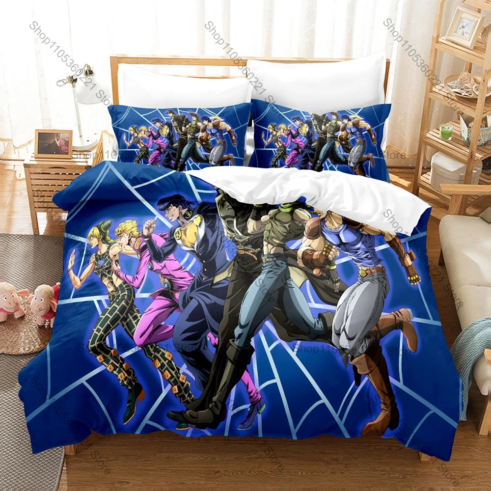 JoJo Anime Bedding Set 3 Piece Duvet Cover Set Bedroom Decorative Bed Linen Twin Full Queen King Size