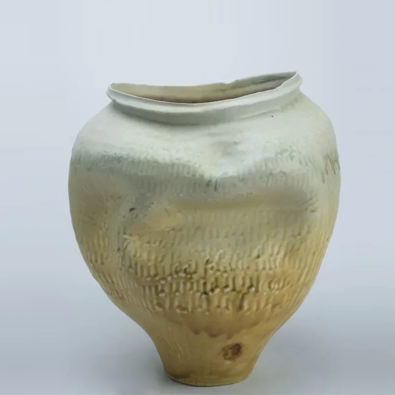Medieval style ceramic vase B & B model room decoration pottery pot living room large mouth flower arrangement ornament