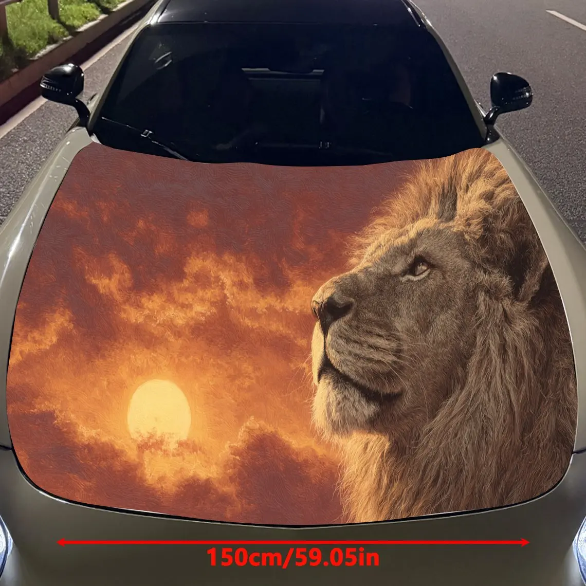 Car Decals A Lion Exuding Majesty And A Sense Of Grandeur Against A Sunset - Lit Sky Car Hood Sticker, Waterproof Self - Adhesiv