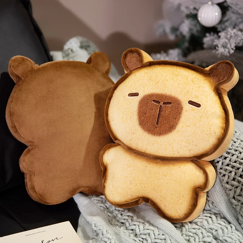 Kawaii Bread Capybara Plush Toy Cartoon Animals Soft Biscuit Super Soft Stuffed Doll Decor Birthday Gift for Girls Throw Pillow