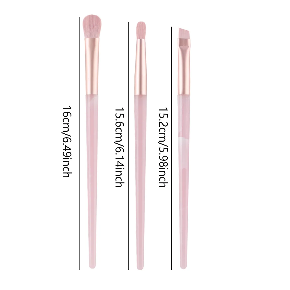 3Pcs Pink Eye Makeup Brushes Set Eyeshadow Blending Brush Marble Handle Professional Eye Cosmetic Make‑up Tools