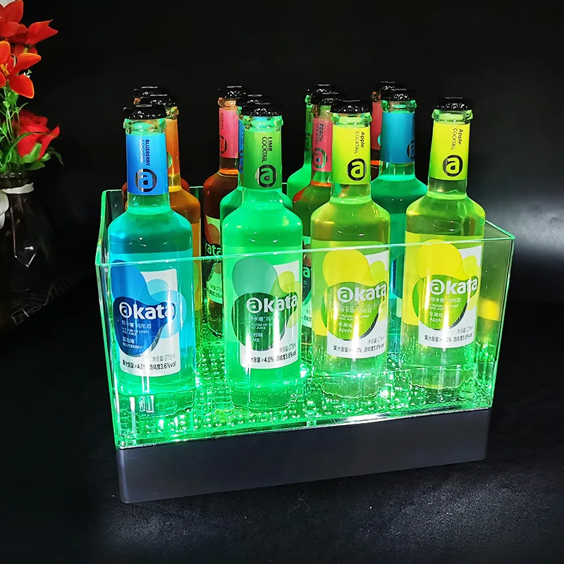 

PC 6PCS Sleek Rectangular LED Ice Bucket: Illuminate Your Drinks