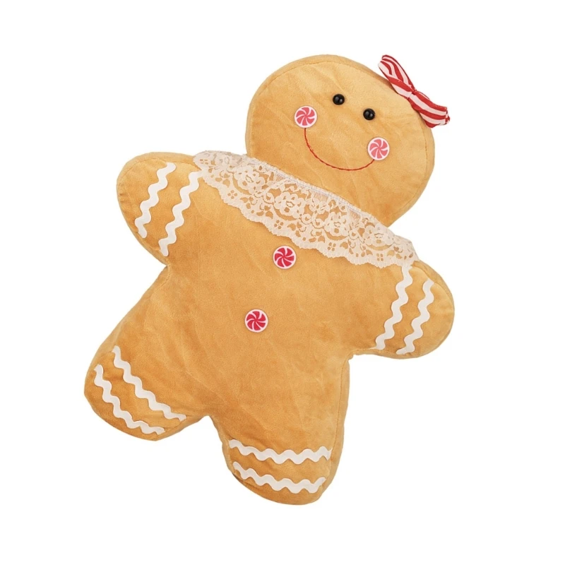 Novelty Gingerbreadman Plush Stuffed Pillow for Christmas Office Home Decors