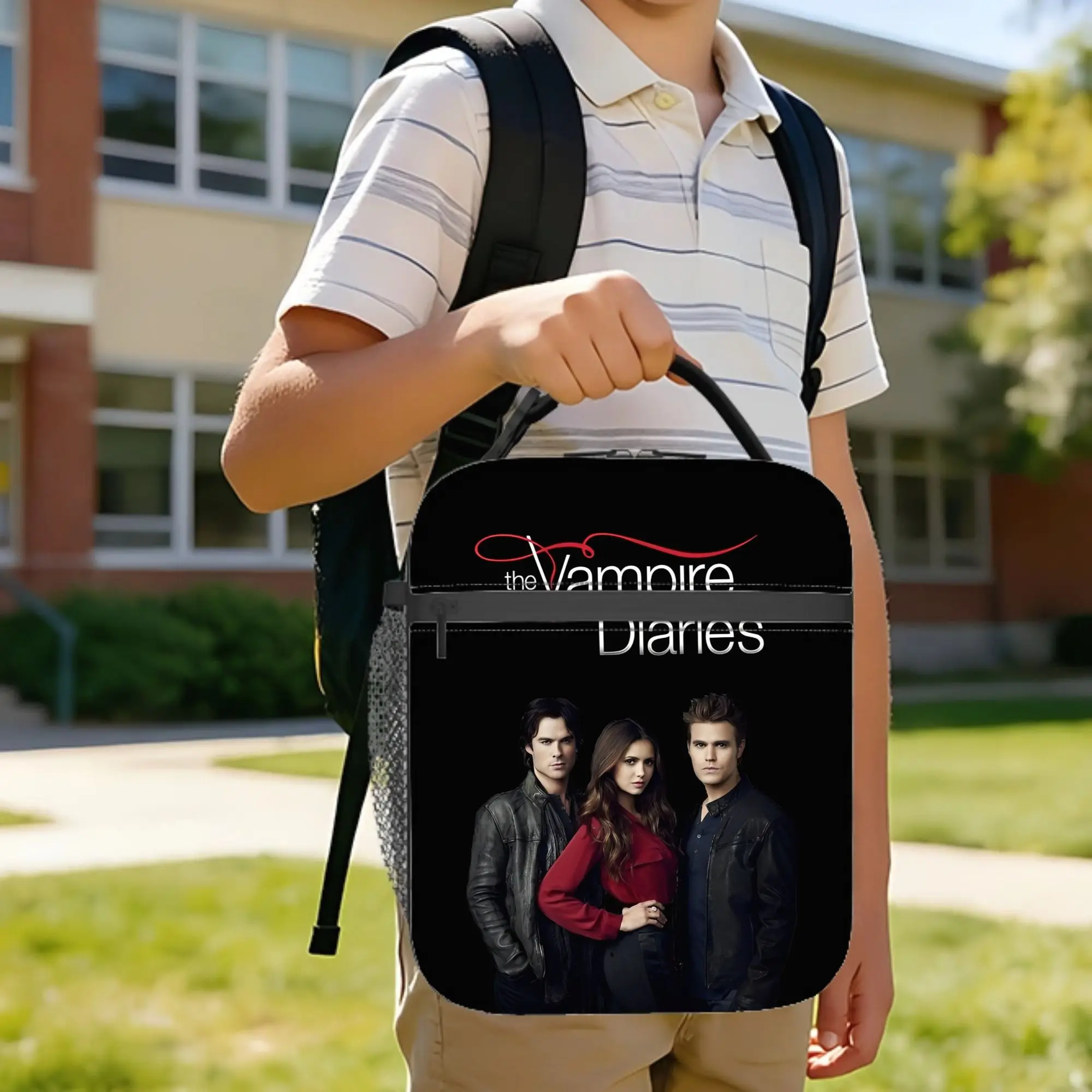 Damon Insulated Lunch Bag Thermal Bag Reusable,Lunch Container The Vampire Diaries Leakproof Tote Lunch Box Food Handbags