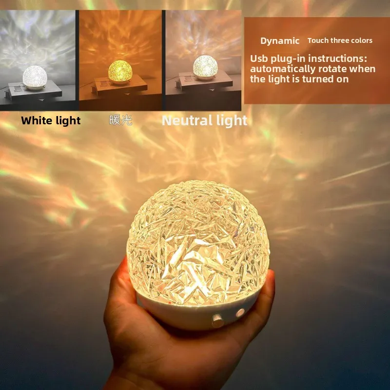 

Night Light Water Ripple Atmosphere Indoor Led Christmas Gift Usb Bedside Lamp