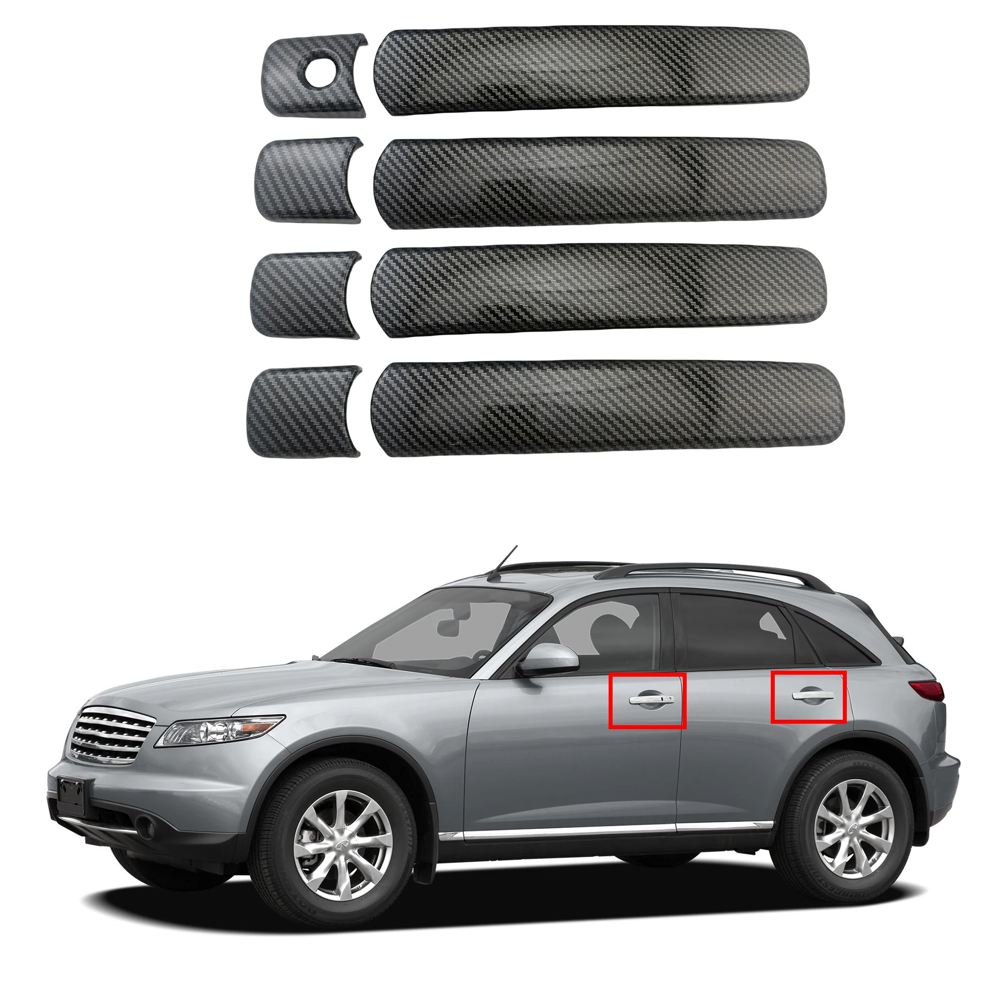 Car Accessories ABS Carbon Door Handle Cover Protector For Infiniti FX35 FX45 FX G35 2003 2004 2005 2006 2007 2008 Paste Style