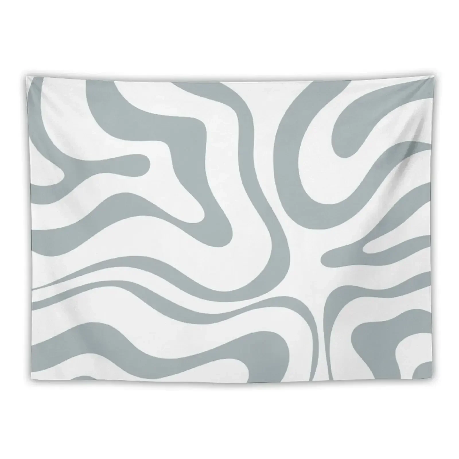 Liquid Swirl Abstract Pattern in White and Light Blue-Grey Tapestry Decoration Pictures Room Wall Decor Home Tapestry