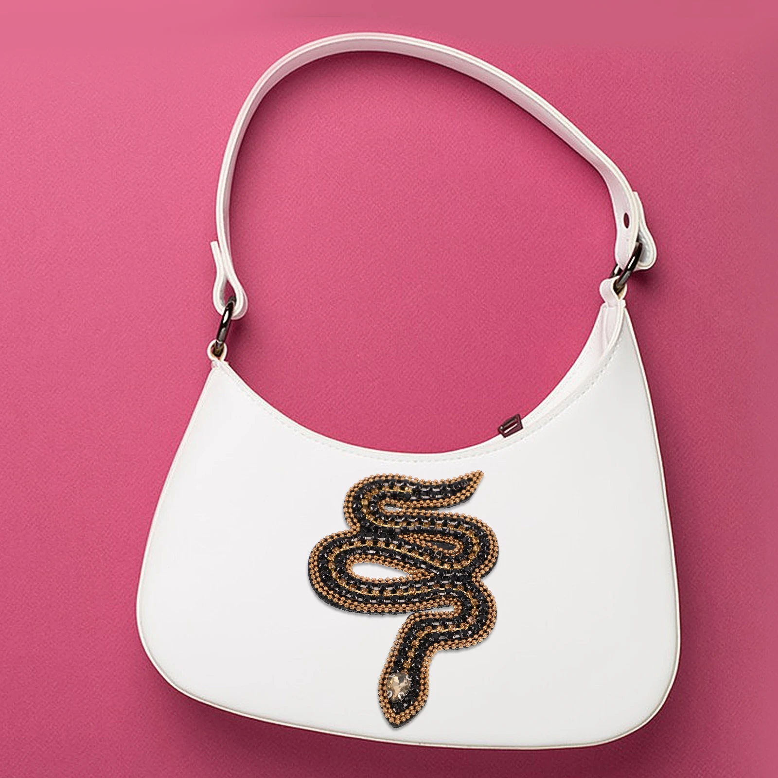 

Snake Shaped Rhinestone Patch Iron On Sewing Applique For Hats Bags Jackets Diy Fashion Accessory Animal Clothing Sticker