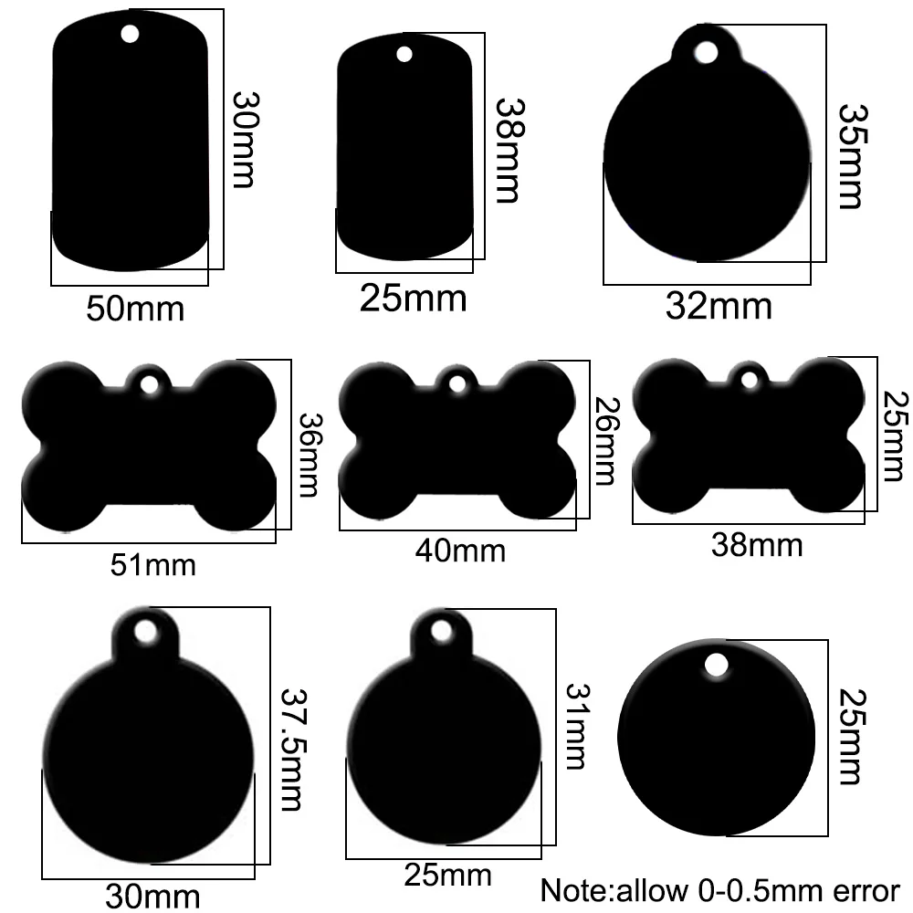 100Pcs Thickness 1.5mm Personalized Aluminum Blank Tag Anti-Lost Blank Keyring Customizable Pet Collar-Accessories