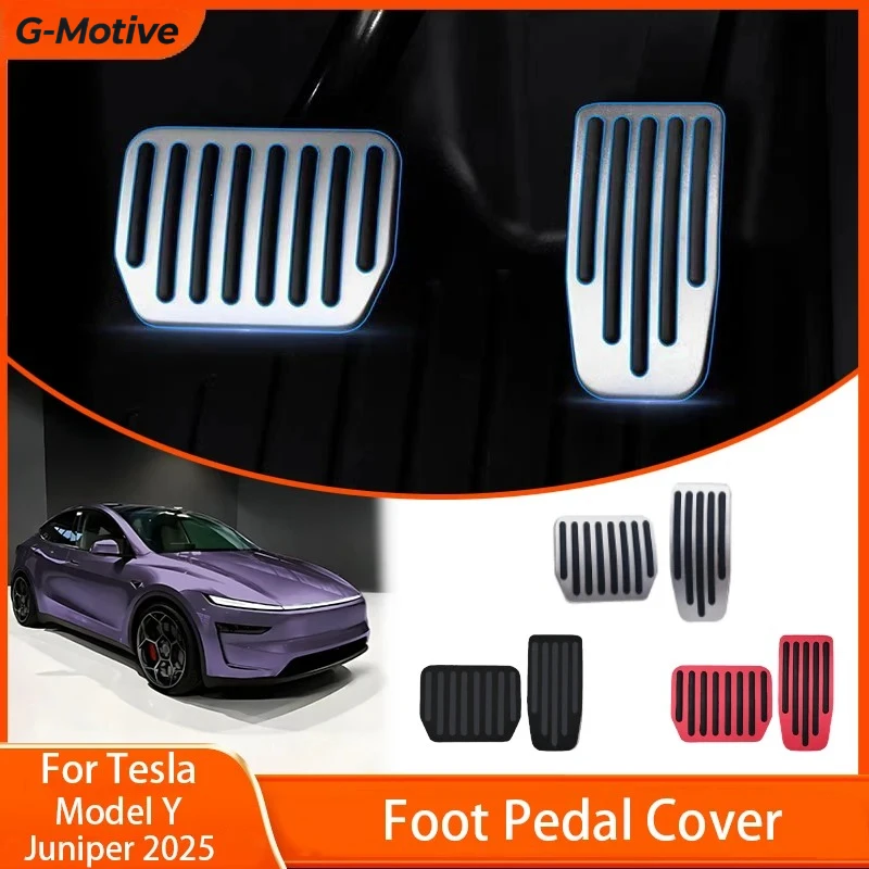 For Tesla Model Y Juniper 2025 Upgrade Foot Pedal Pads Non-slip Accelerator Brake Rest Performance Aluminum Mats Accessories