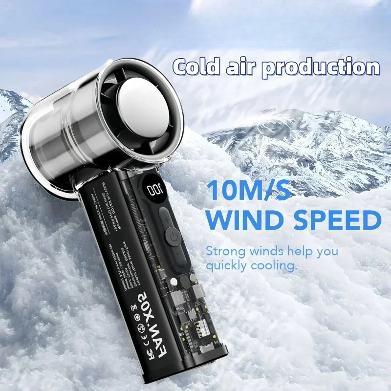 

Portable Handheld Turbo Cooling Fan 2 Speeds 3000mAh Rechargeable High Wind Mini Fan with Adjustable Airflow for Outdoor Use.