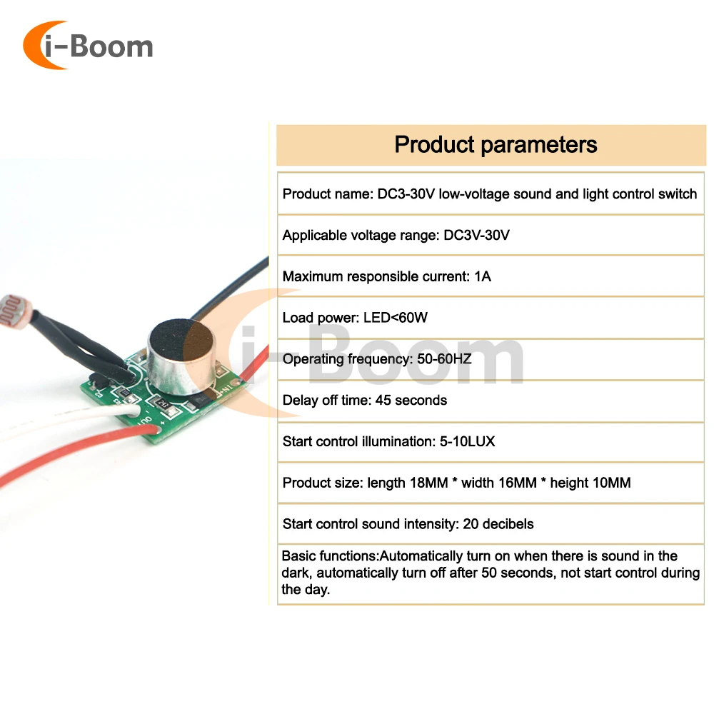 Sound Control Switch Module 45S Delay Auto-Off Street Lamps Auto Sensor Light Switches With Light Sensor Night/Normal On