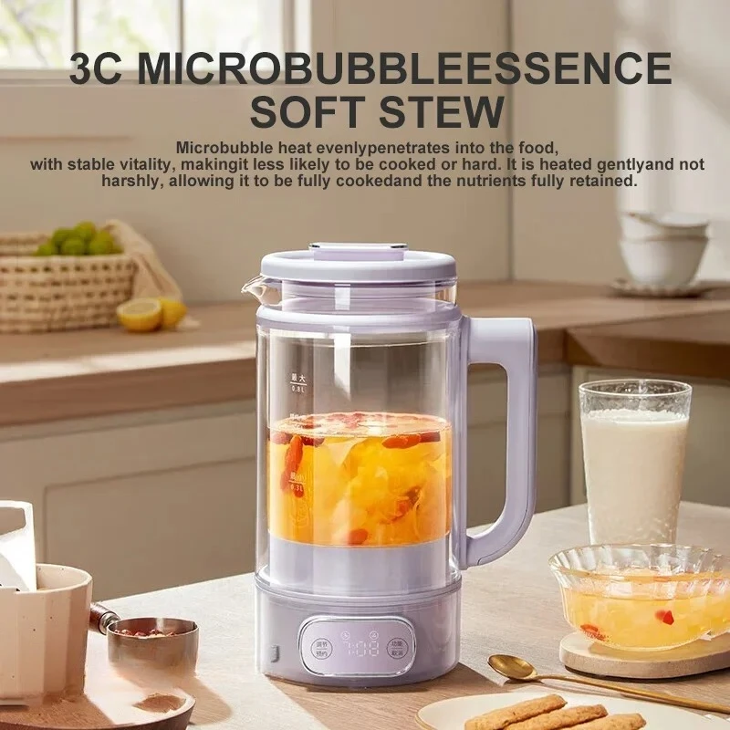 Health Pot 0.8L Electric Kettle Multifunctional Mini Insulated Water Boiler Portable Kettle with Stew Pot and Tea Drain