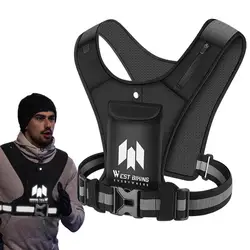 Reflective Running Vest Phone Holder Men Women Waterproof Cell Phone Key Bag Night Cycling Safety Vest Sports Chest Bag