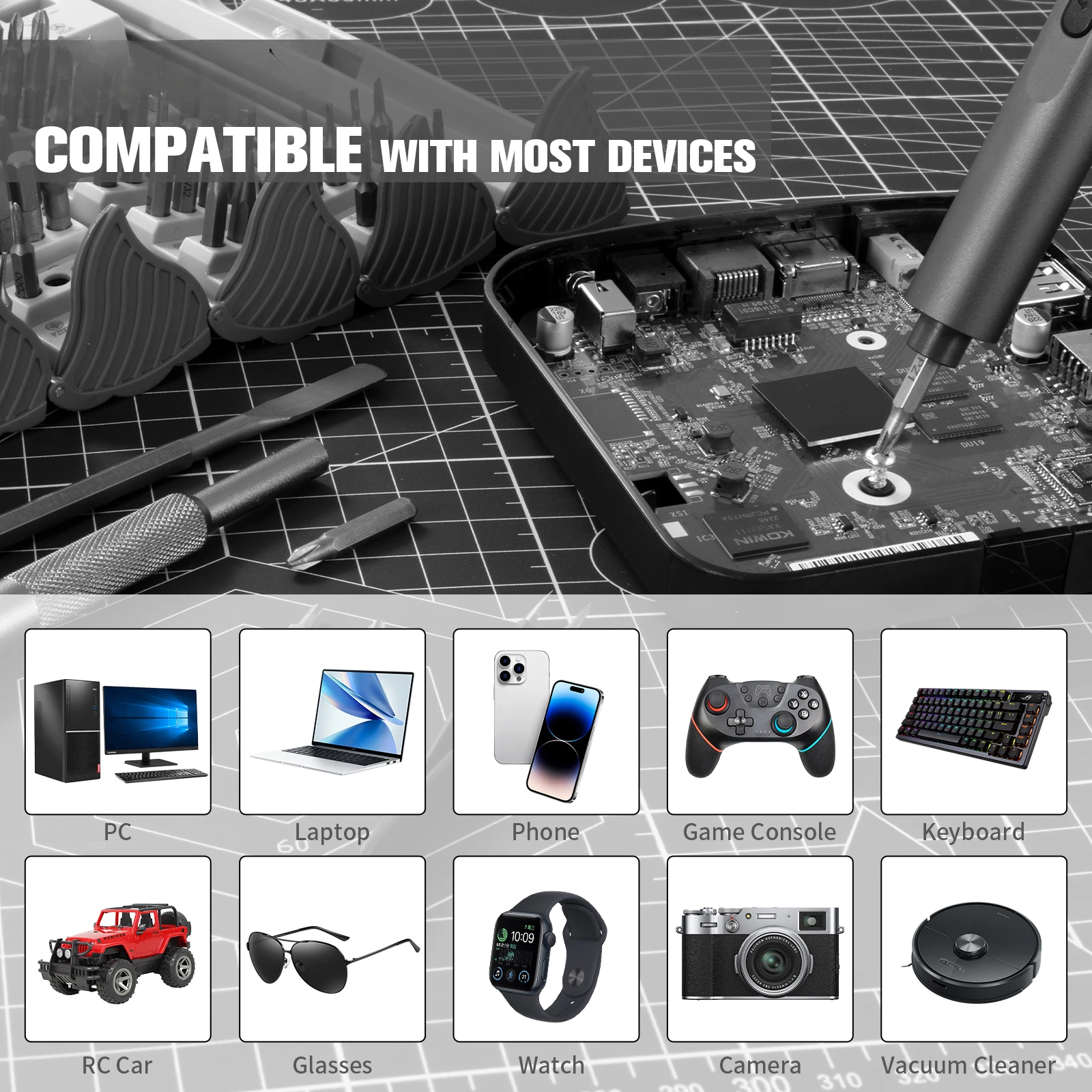 Herramienta de reparación profesional para reloj de PC iPhone, juego de destornilladores eléctricos de precisión 138 en 1, brocas magnéticas, Kit de herramientas eléctricas inalámbricas para el hogar