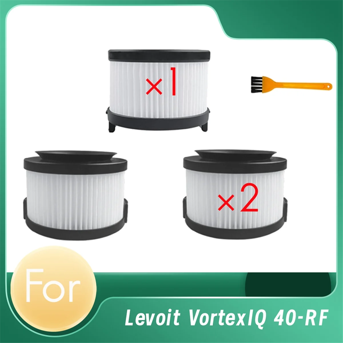 2 Pre-Filters and 1 Post-Filters with Cleaning Brush for Levoit Vortexiq 40-Rf Home Cleaner Filter