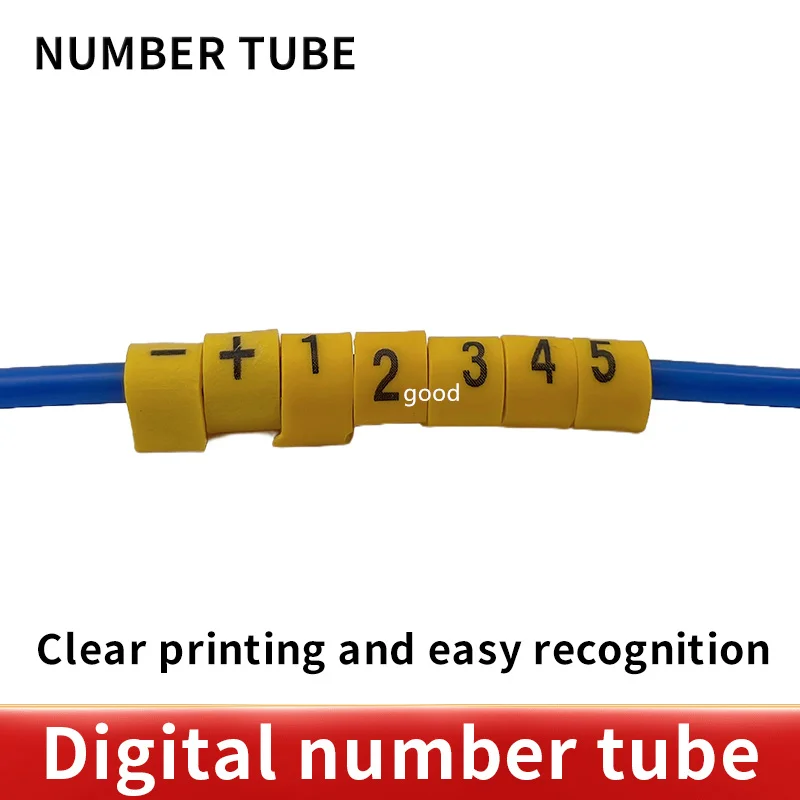 EC-0,EC-1,EC-2,EC-3 600PCS (Each50pcs ) yellow Cable Markers Letter 6sq.mm 0 to 9 + - X for wire diameter Cable Markers