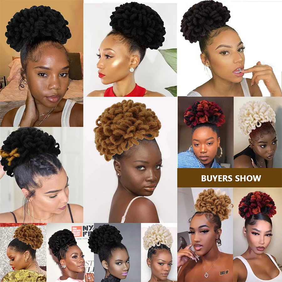 Leeons – Extensions capillaires synthétiques bouffantes pour femmes noires, postiche Afro bouclée crépue avec cordon de serrage, queue de cheval, 8 pouces