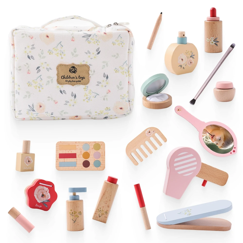 Ensemble de maquillage en bois pour filles, jouets de beauté et de mode, jouets de simulation pour enfants de 8 à 12 ans