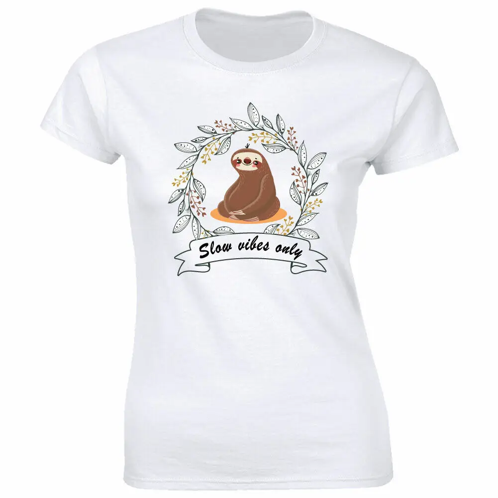 

Slow Vibes Only with Sloth Image T-Shirt for Women