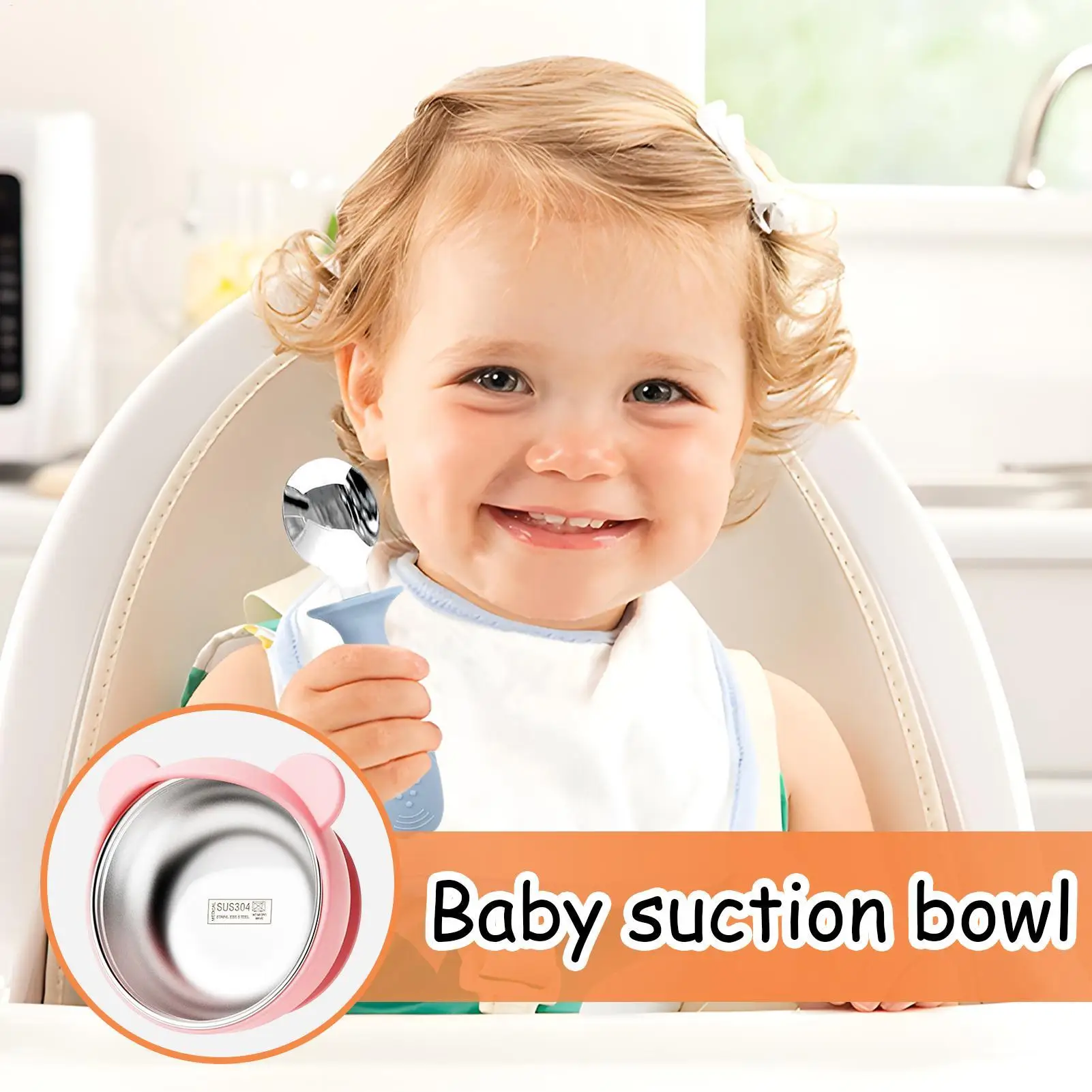 

Baby Bowl 15 Degree Inclined Toddler Suction Bowls Stainless Steel Inner Dish Toddler Feeding Utensils For Kids Travel Dinner