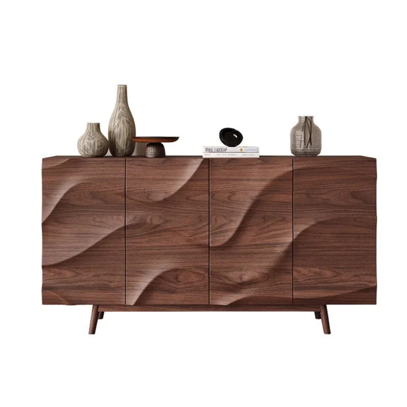 

Solid wood sideboard walnut entrance channel cabinet with partition living room locker