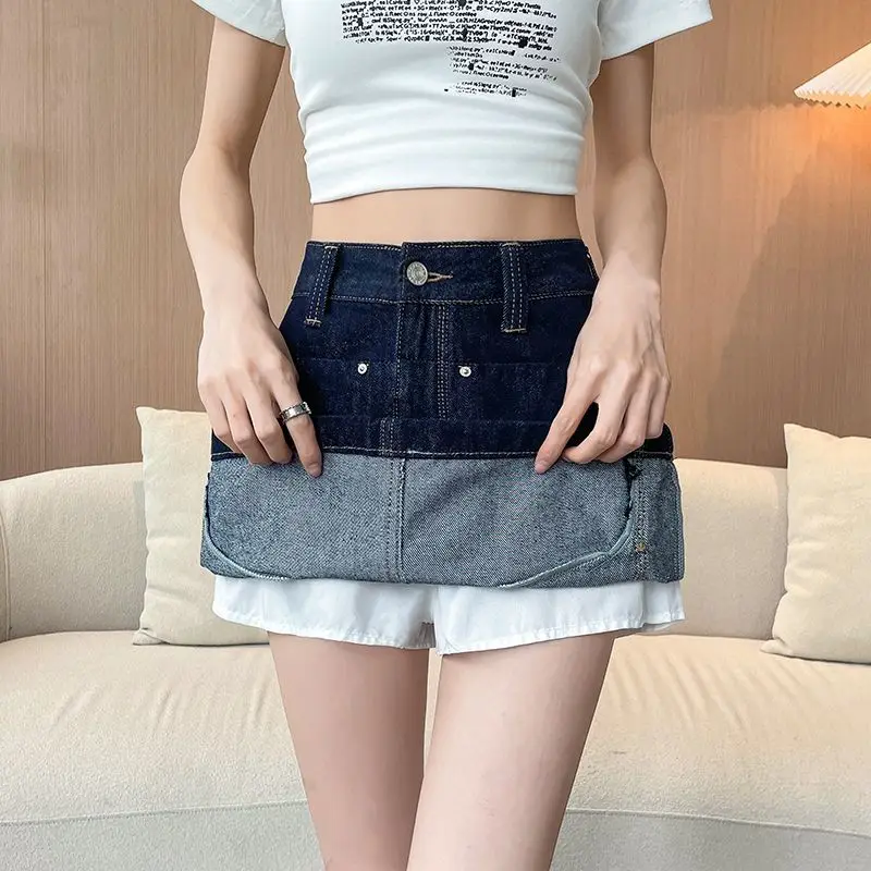High-Waist Denim Short Skirt Women Spring Summer New Niche Design Slim Retro Casual Versatile Skirt