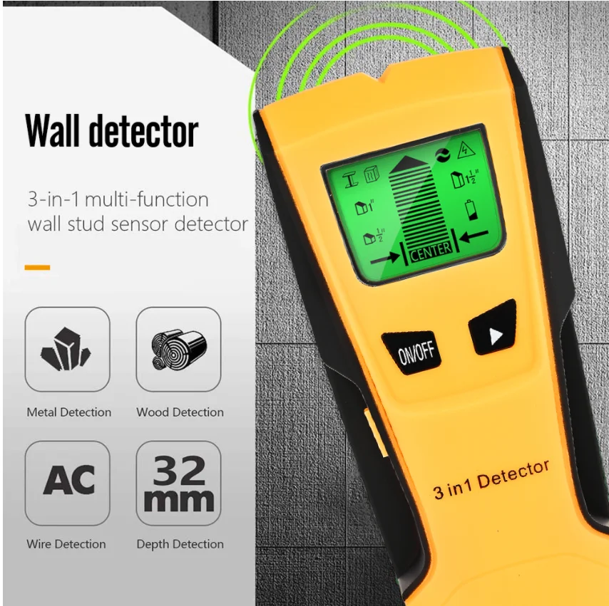 3 In 1 Handheld Wall Metal Detector Wire Finder Metal Wood Studs Live Wire Connector Detect Wall Scanner