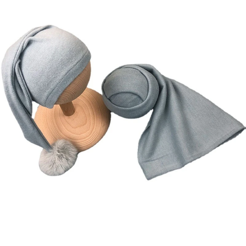 Ensemble de bonnets pour bébé, couverture de réception pour nouveau-né, Turban à pompon, accessoires de photographie, nouveauté 2021, 2 pièces