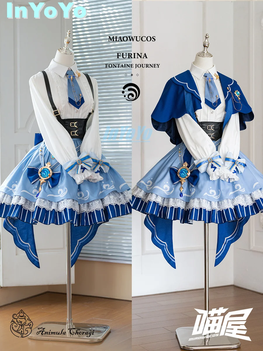 InYoYo Furina Focalors disfraz de Cosplay Genshin Impact Lolita, vestido encantador, uniforme, traje de juego para mujer, traje de fiesta de Halloween