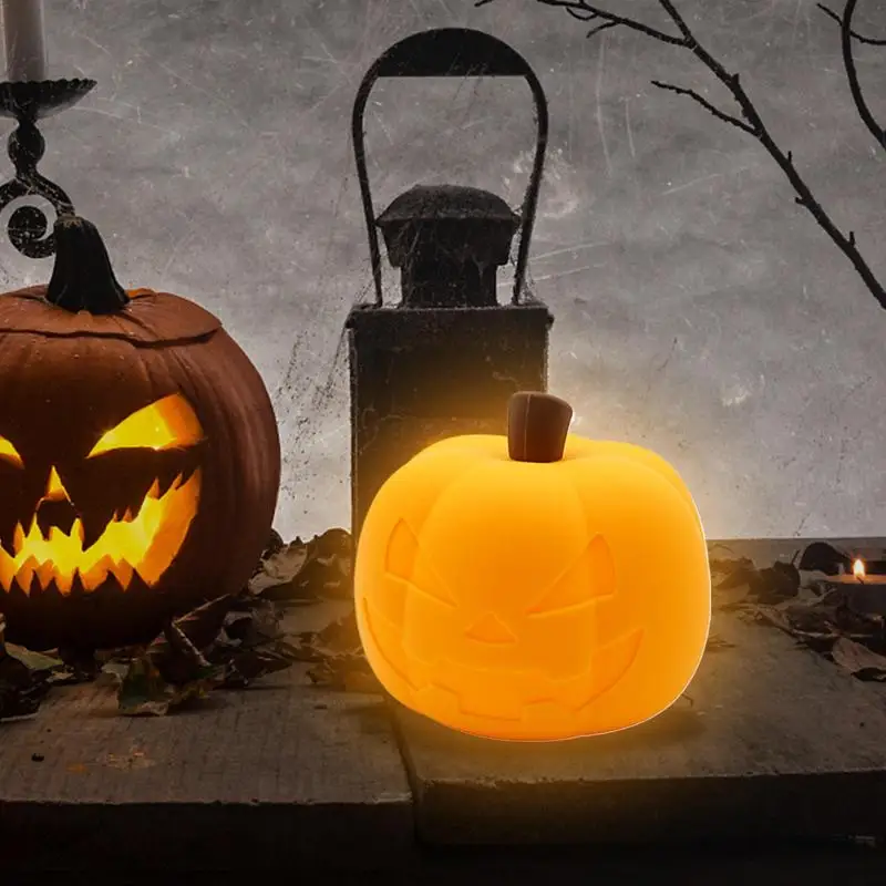 

Halloween Pumpkin silicone pat night light Cute Festival Decoration Bedhead Sleep Lamp Atmosphere Lights Kid Gift home decor