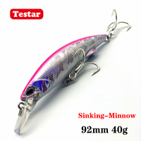 92mm 40g Testar Fishing Lures Sinking Minnow Bait Saltwater Long Casting Artificial Wobblers Laser Jerkbait for Bass Pesca