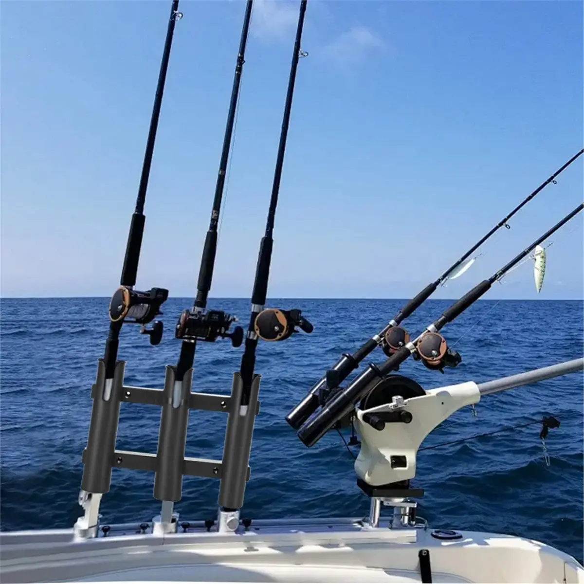 618 Mega Sale 3 Tubes Link Fishing Pole Holder Boat Rod Holders Plastic Fishing Rod Racks for Boat Garage Cooler Trailer