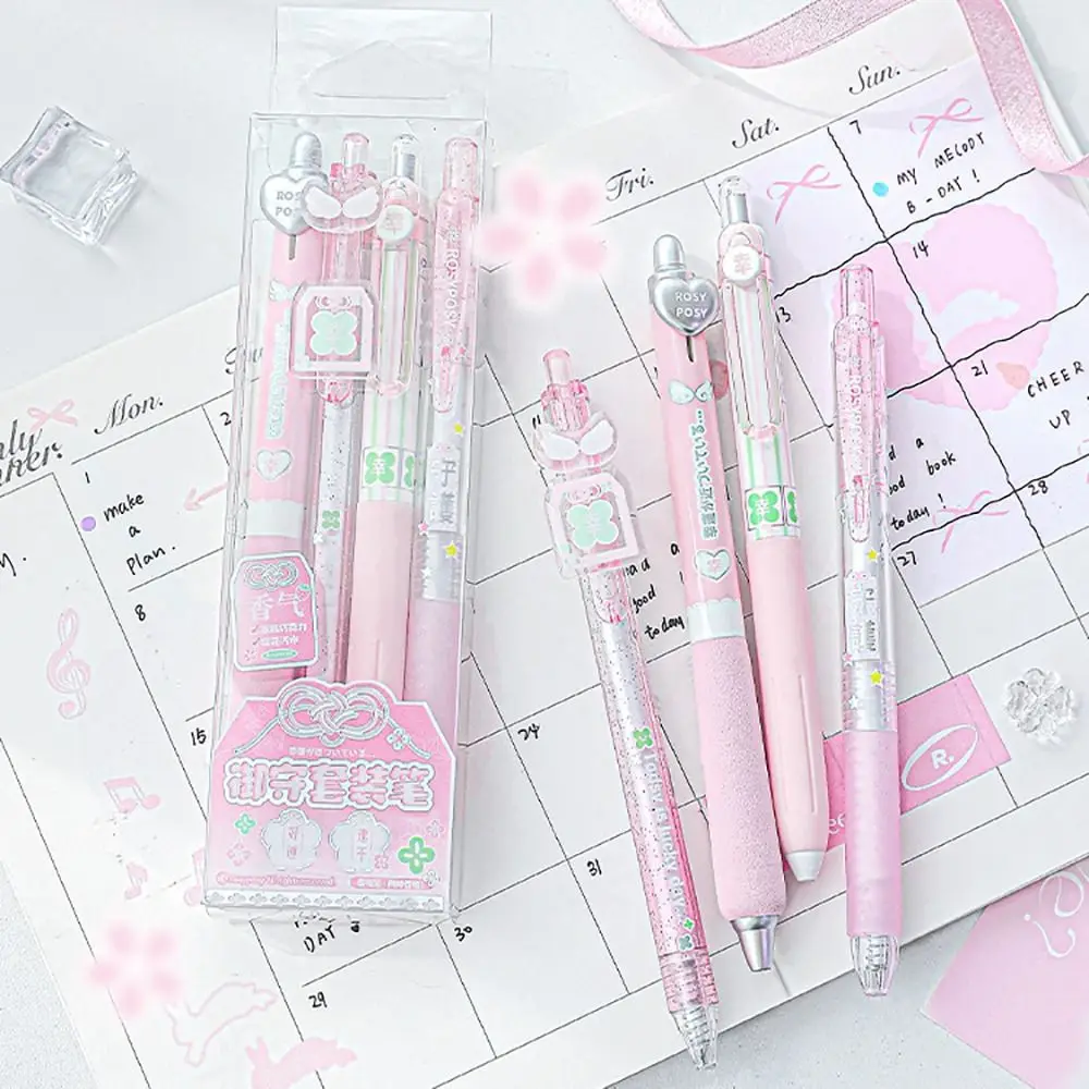 

4Pcs 0.5mm ST Nib Scented Gel Pen Black Ink Smooth Writing Press Neutral Pen INS Inspired Quick Drying